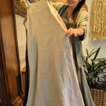 Women's Solid Color Square Neck Sleeveless Casual Loose Cotton And Linen Suspender Dress