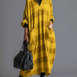 Cozy Plaid Print Loose-fitting Stand-collar Dress