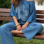 Casual Pocketed Denim Wide-leg Pants