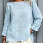 Casual Floral Embroidered 100% Cotton Shirt Top