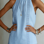 Retro Cozy Lace Top And Wide-leg Pants Linen Set