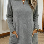 Cozy Polo-neck Coral Fleece Sweatshirt