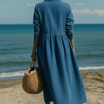 Women's Casual Pleated Denim Dress