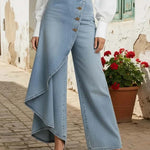 Women's High-waisted Relaxed Fit Wide-leg Jeans With A Stylish Design.