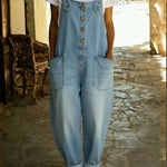 Women's Casual Denim Jumpsuit With Adjustable Buckle