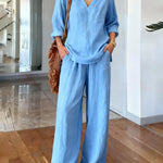 Women's Casual Crew Neck Long Sleeve Set