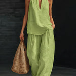 Casual And Cozy Minimalist Linen Two-piece Set