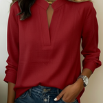 Minimalist V-neck Cotton Shirt Top