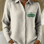 Tennis Club Decorative Patterns Casual Shirt Collar Long Sleeve Sweater