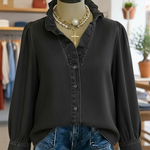 Romantic Ruffled Collar Denim Shirt