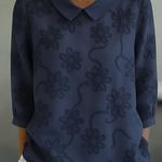 Romantic Floral Embroidered Peter Pan Collar Shirt Blouse
