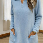 Cozy Polo-neck Coral Fleece Sweatshirt