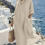 Women's Linen And Cotton Pocket Dress