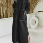 Women's Shirt Collar Long-sleeved Loose Casual Denim Dress