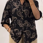 Women's Paisley Print Cotton Linen Shirt