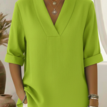 Vintage Elegant Shawl Collar Linen Short-sleeved Shirt