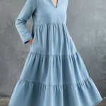 Casual Elegant Multi-layered Hem Denim Dress