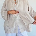 Women's Lace-paneled Cotton And Linen Shirt