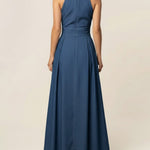 Women's Ruffled Stand Collar Sleeveless Casual Loose Denim Dress
