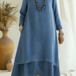 Elegant Double-layered Hem Denim Dress