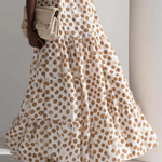 Retro Polka Dot Print Multi-layered Hem Maxi Dress