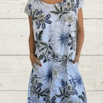 Vintage Floral Print Linen Dress