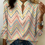 Women's Abstract Pattern Art Print Casual Cotton Linen Shirt