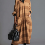 Cozy Plaid Print Loose-fitting Stand-collar Dress
