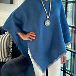 Women's Solid Color V-neck Casual Loose Cotton And Linen Fringed Shawl