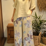 Casual Irregular Hem Linen Top And Pants Two-piece Set