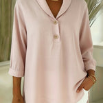 Retro Cozy Notch Lapel Linen Shirt Top