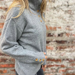 Women's Stand-up Collar Knit Solid Color Button Casual Loose Sweater