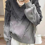 Women's Fashion Gradient V-neck Tassel Sweater