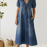 Casual Lace-up Denim Dress