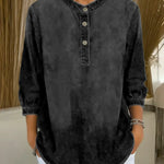 Women's Stand-collar 3/4 Sleeve Casual Loose Denim Pullover