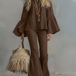 Cozy Linen And Cotton Shirt And Trousers Two-piece Set.