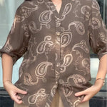Women's Paisley Print Cotton Linen Shirt