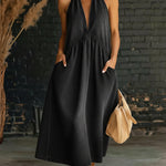 Retro Stand-collar 100% Cotton Denim Midi Dress