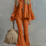 Cozy Linen And Cotton Shirt And Trousers Two-piece Set.