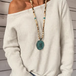 Casual Solid-color Off-the-shoulder Sweater