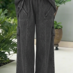 Casual Pocketed Denim Wide-leg Pants