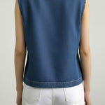 Women's Round Neck Sleeveless Loose-fitting Casual Denim Top