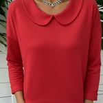 Cozy Vintage Peter Pan Collar Cotton Sweatshirt Top