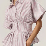 Women's Striped Art Pattern Casual Cotton Shirt