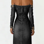 Women's Strapless Long-sleeved Casual Slim-fit Denim Dress