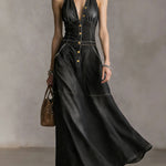 Stylish Slim Fit Sleeveless Denim Maxi Dress
