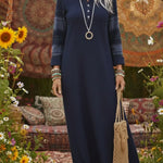 Cozy Henley Collar Sleeves Patchwork Plaid Knit Dress