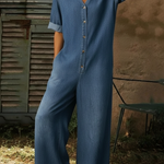Women's Casual Denim Wide-leg Jumpsuit
