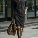Women's Stand-collar Long-sleeved Casual Loose Denim Dress