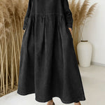 Women's Peter Pan Collar Long-sleeved Loose-fitting Casual Denim Dress